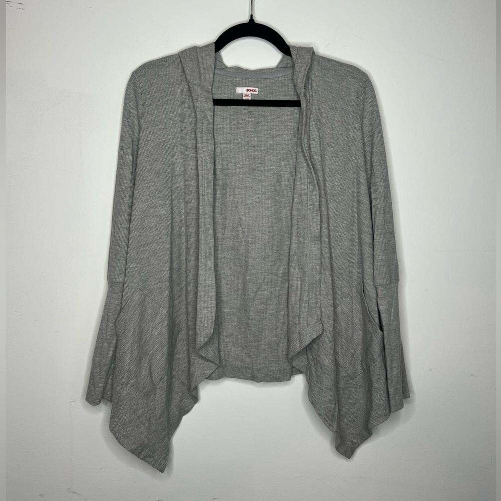 BONGO Gray waffle Knit women’s size small gray open cardigan yoga Pilates